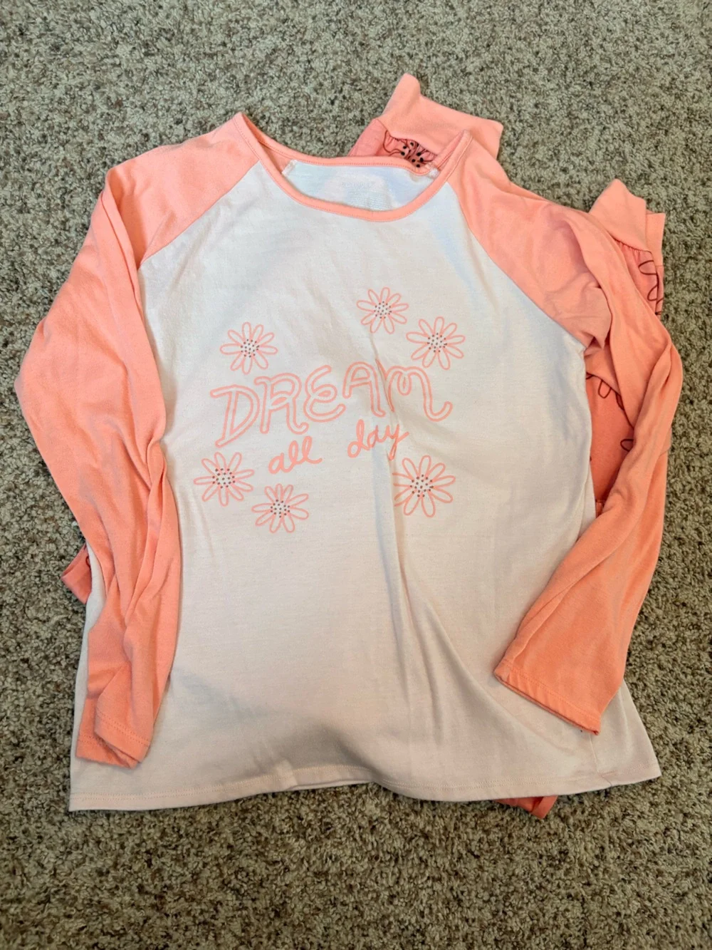 Mix & Match 2/$16 Cat & Jack White and Peach 'Dream All Day' Raglan Pajama Top